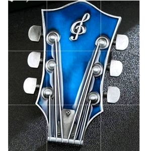 New blue guitar belt buckle fits 1.5" belt
